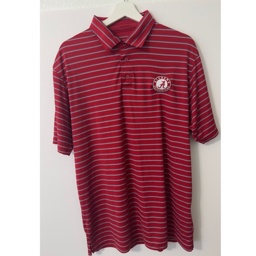 Champion Alabama Crimson Tide Polo Mens XL Red Striped Short Sleeve